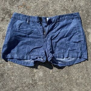 Women's Blue Linen Shorts